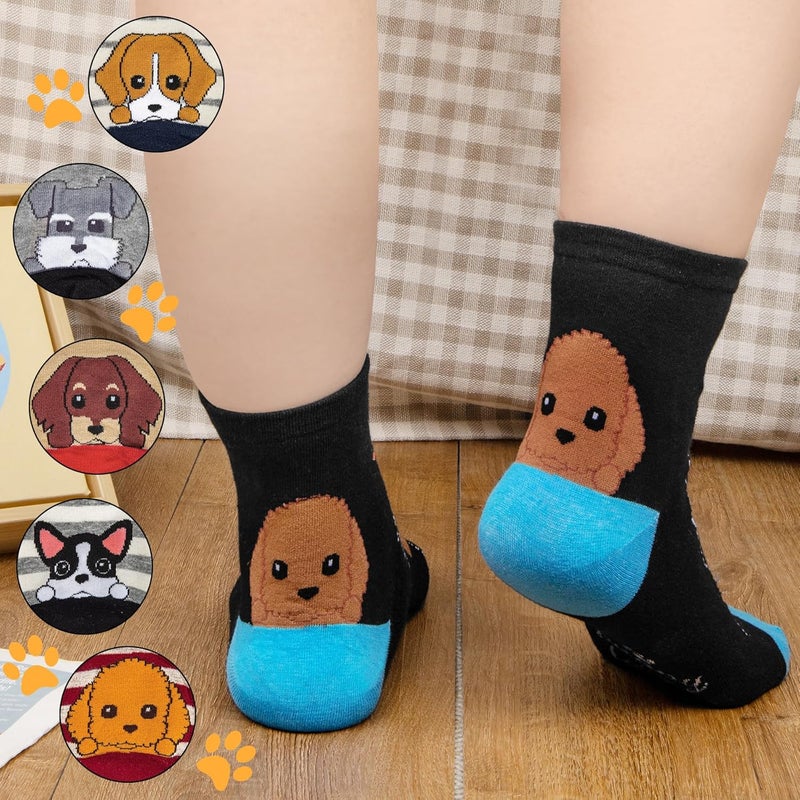 Socksfad Store 5-6 Pairs Women's Cute Cat Socks Gifts, Funny Novelty Animal Print Crew Cotton Socks Christmas Gifts for Women Girls - Image 3
